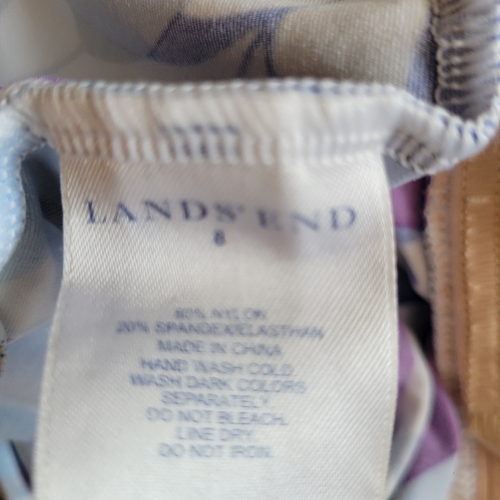 Lands End Floral Print Tankini Swim Top Size 8 - Picture 3 of 3